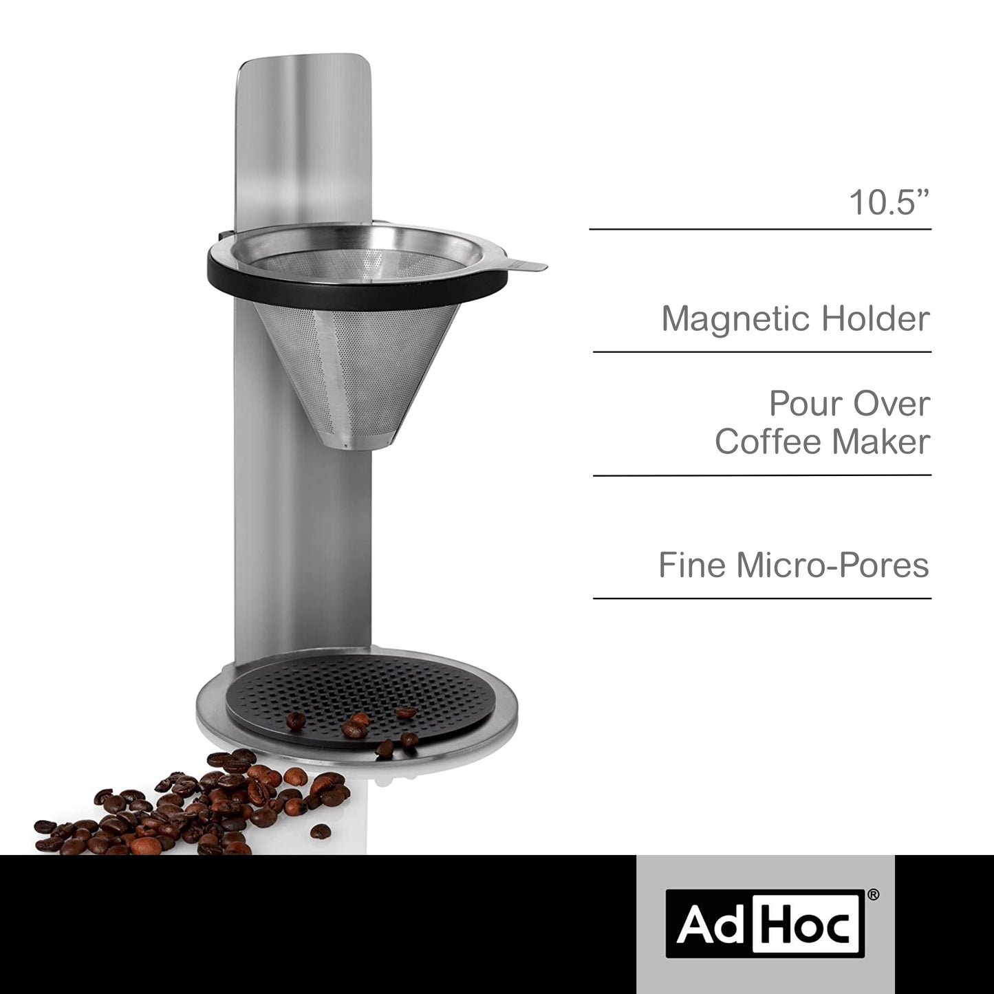 AdHoc Mr. Brew Pour Over Coffee Maker, 10.5", Steel