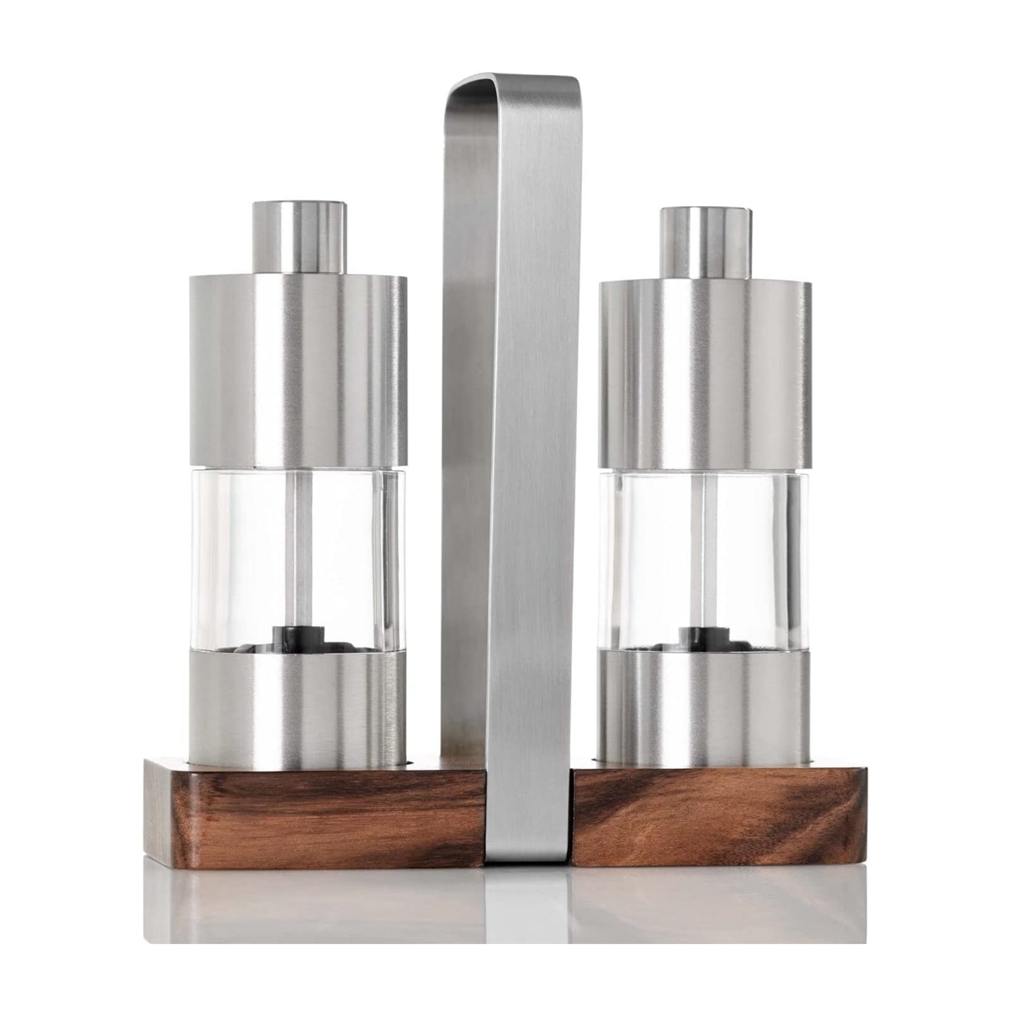 AdHoc Menage Classic Salt & Pepper Mill Gift Set with Acacia Wood Carrying Tray