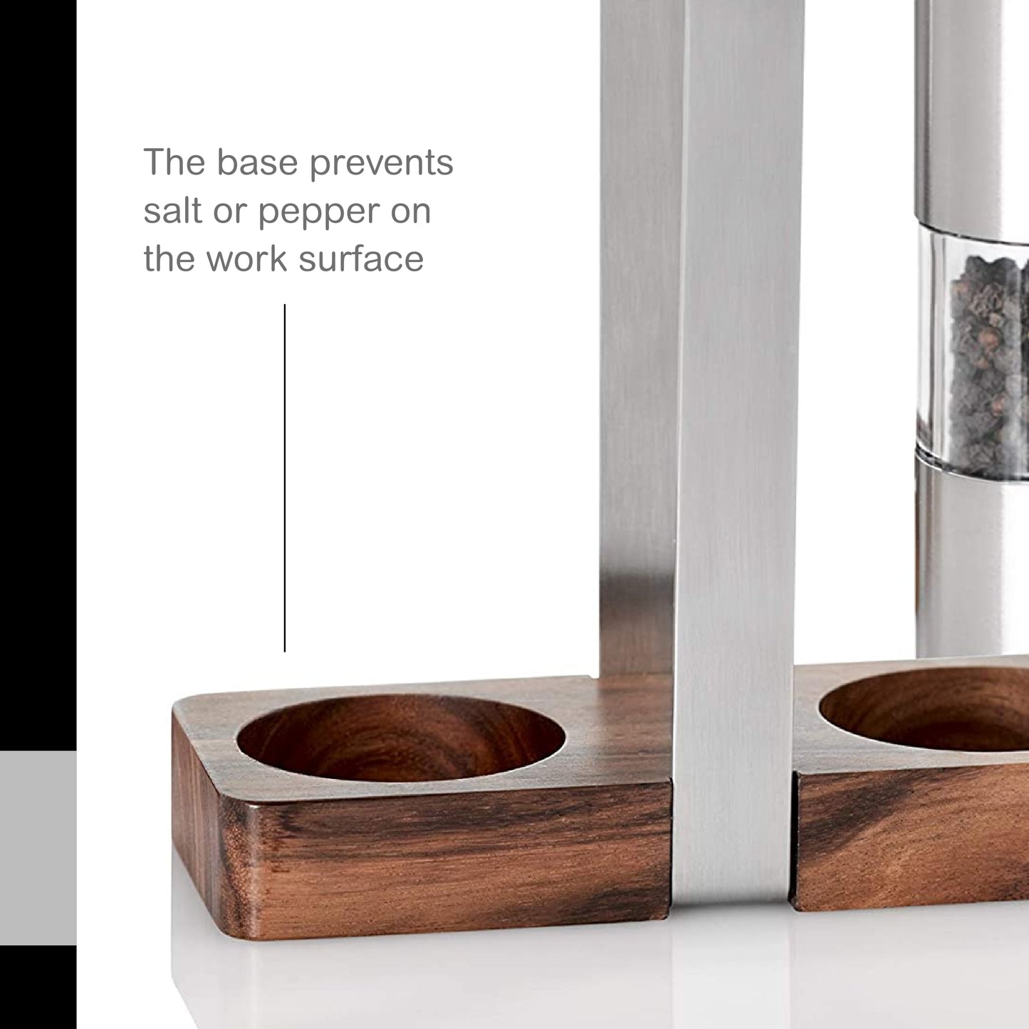 AdHoc Menage Classic Salt & Pepper Mill Gift Set with Acacia Wood Carrying Tray