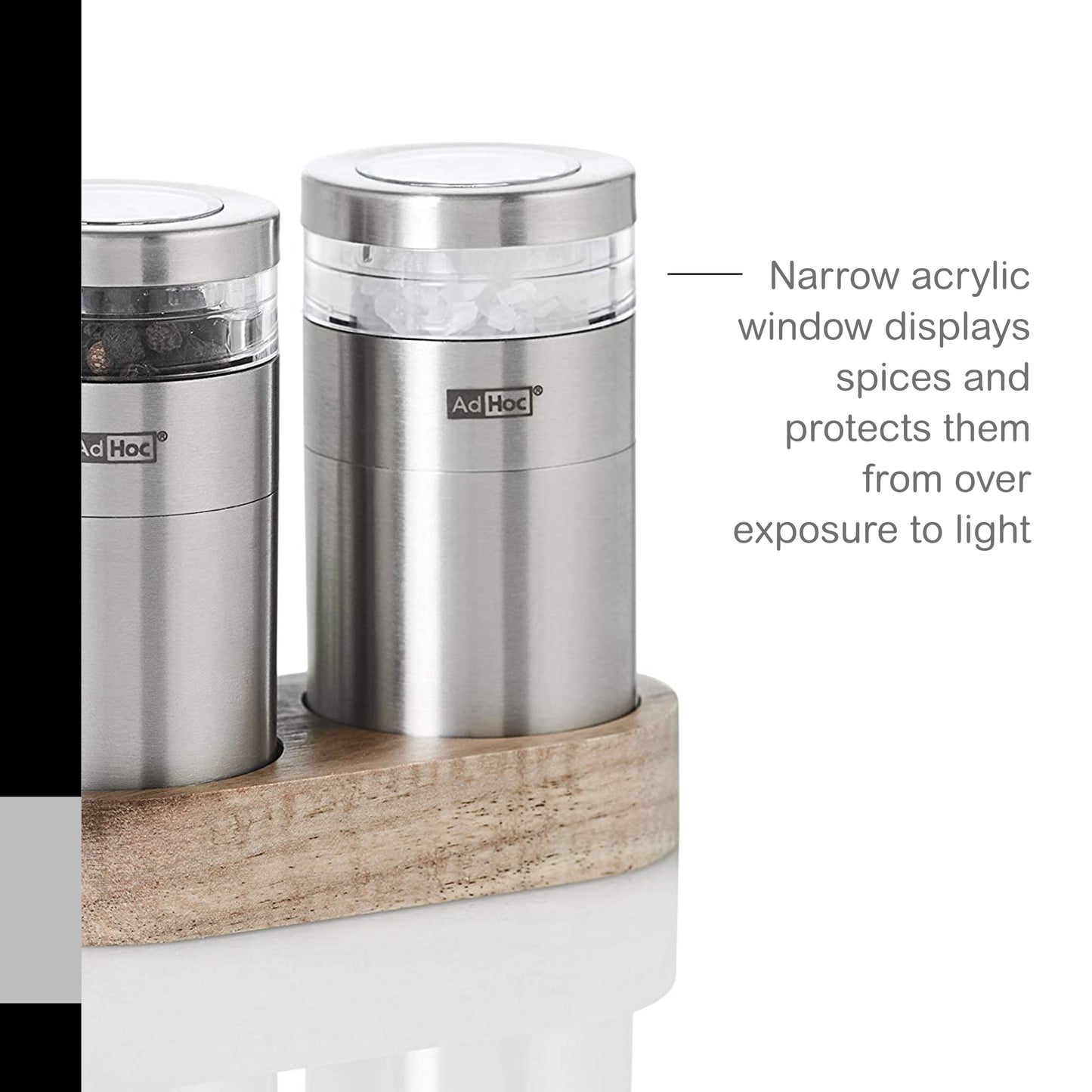 AdHoc Menage Molto Salt & Pepper Mill Set, Stainless Steel