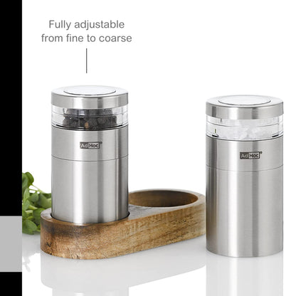 AdHoc Menage Molto Salt & Pepper Mill Set, Stainless Steel