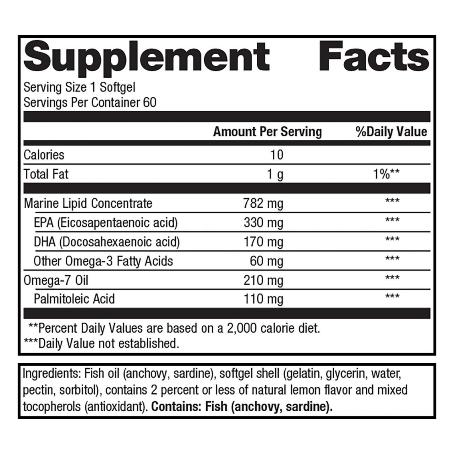 Metagenics OmegaGenics Mega 10 Omega 3 and Omega 7 Fish Oil Daily Supplement to Help Support Cardiovascular Health and Immune Function - Lemon Flavor, 60 Count