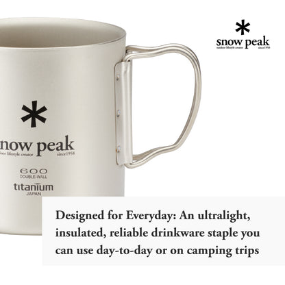 Snow Peak Japanese Titanium 600 Mug, Made in Japan, Ultralight for Camping and Backpacking