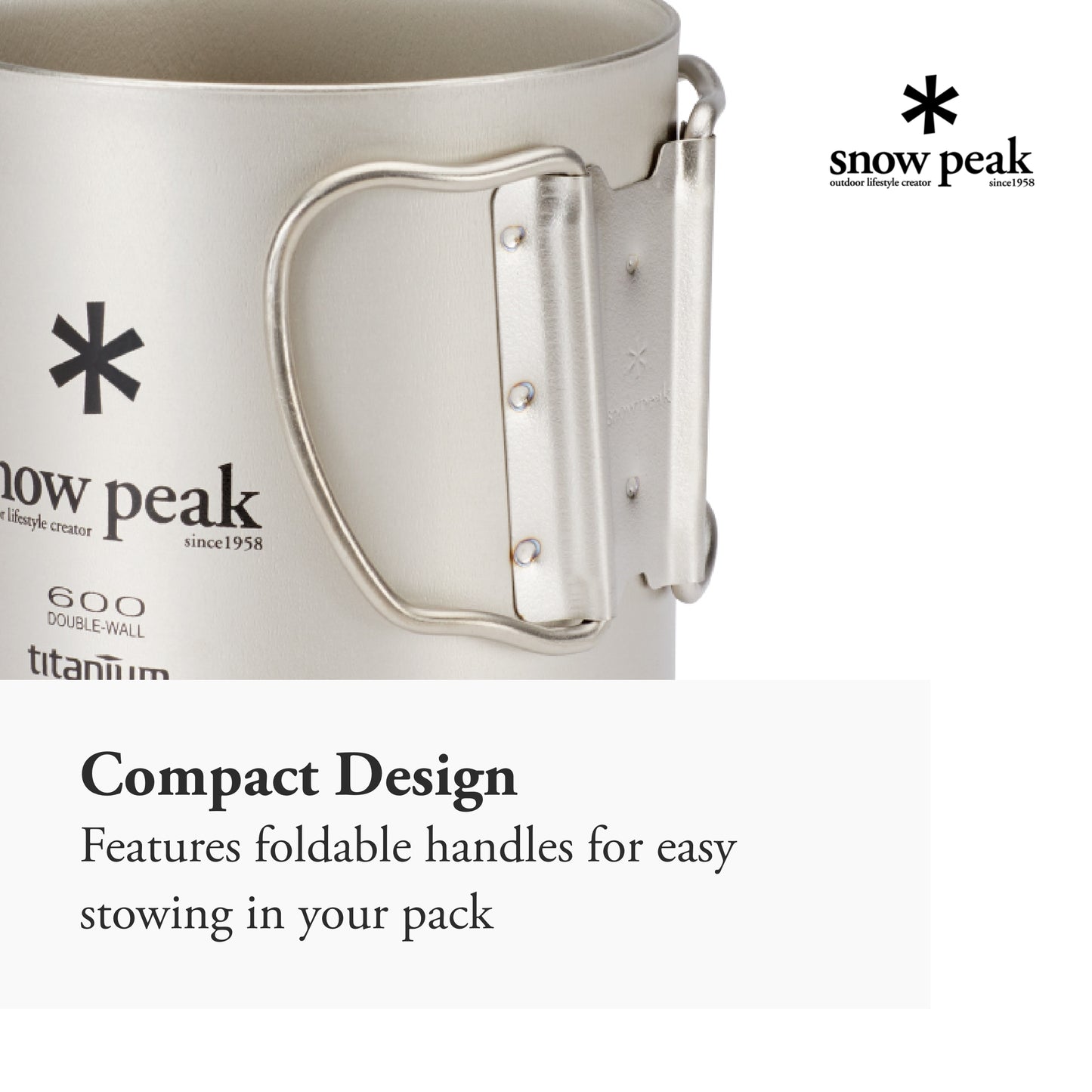 Snow Peak Japanese Titanium 600 Mug, Made in Japan, Ultralight for Camping and Backpacking