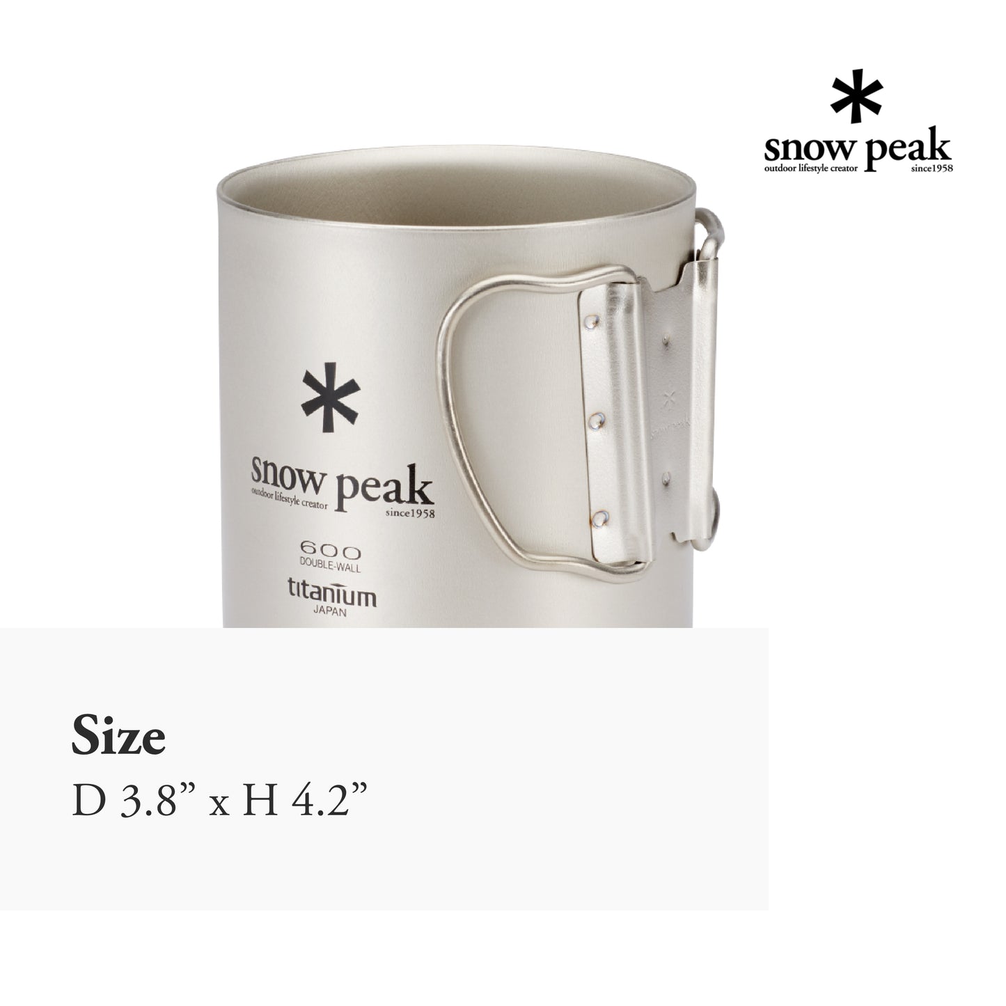 Snow Peak Japanese Titanium 600 Mug, Made in Japan, Ultralight for Camping and Backpacking