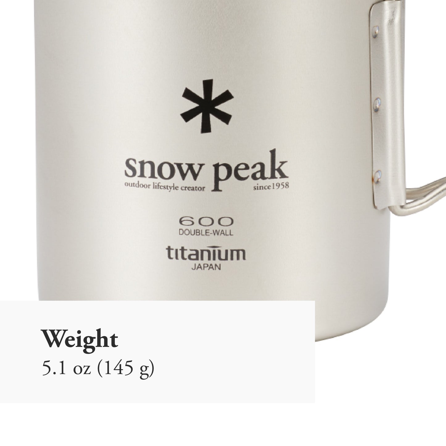 Snow Peak Japanese Titanium 600 Mug, Made in Japan, Ultralight for Camping and Backpacking