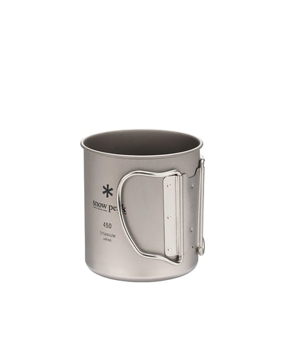 Snow Peak Ti-Single 450 Cup - Lightweight & Compact Titanium Cup with Foldable Handles - D 3" H 3.2"