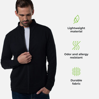 Cariloha Men's Bamboo Jacket - Lightweight Zip Up Sport Jacket - Small - Black