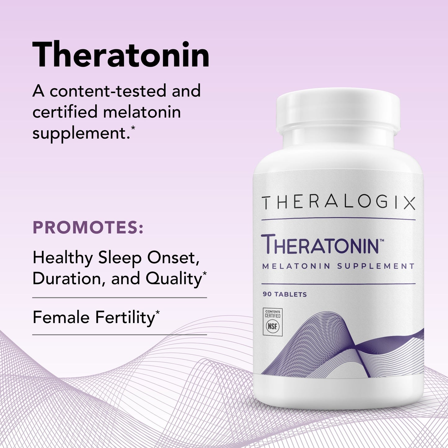 Theralogix Theratonin Melatonin Supplement - 90-Day Supply - Sleep Support Supplement - Melatonin to Aid a Good Night's Sleep - Supplement for Women to Support Fertility - NSF Certified - 90 Tablets