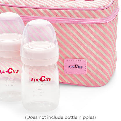 Spectra - Cooler Bag Storage Kit for Breast Milk - Pink (Ice Pack and 2 Wide Neck Bottles)
