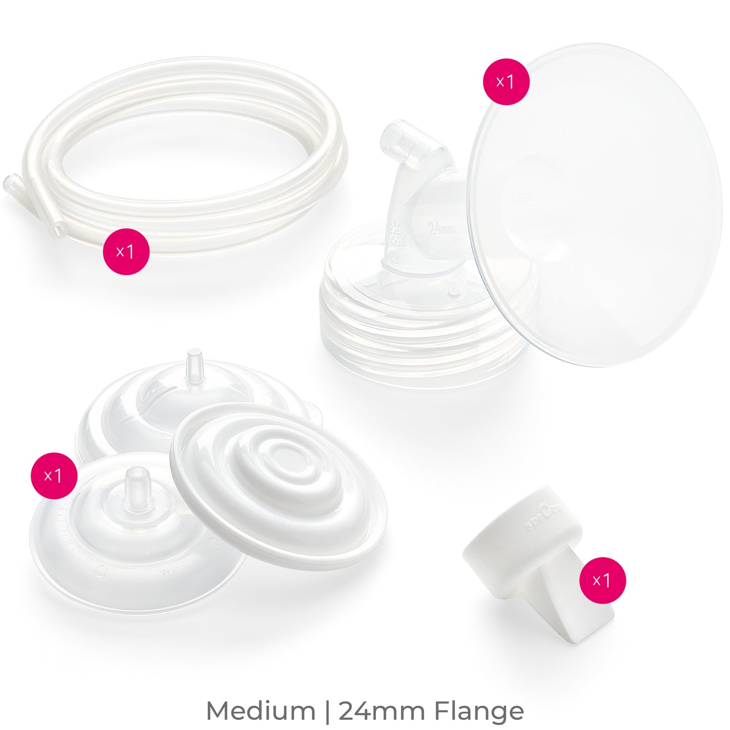 Spectra - Wide Breast Shield Set for Breast Milk Pumps - Medium 24mm