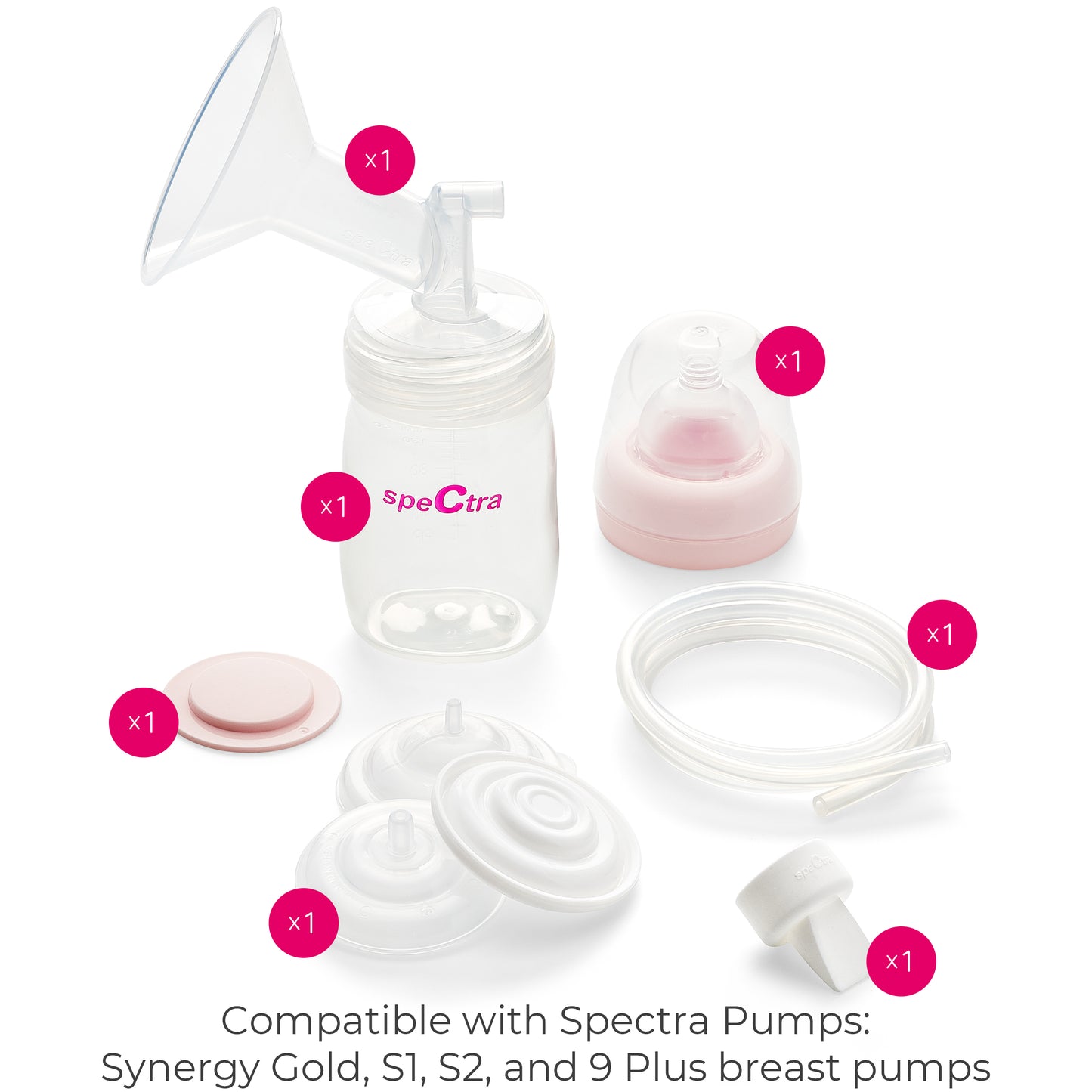 Spectra - Premium Breast Milk Pump Accessory Kit with Baby Bottles - Medium 24mm