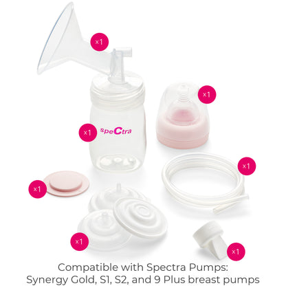 Spectra - Premium Breast Milk Pump Accessory Kit with Baby Bottles - Medium 24mm