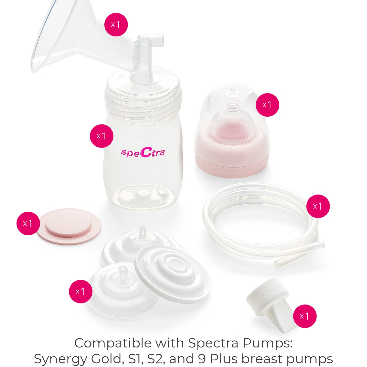 Spectra - Premium Breast Milk Pump Accessory Kit with Baby Bottles - Large 28mm