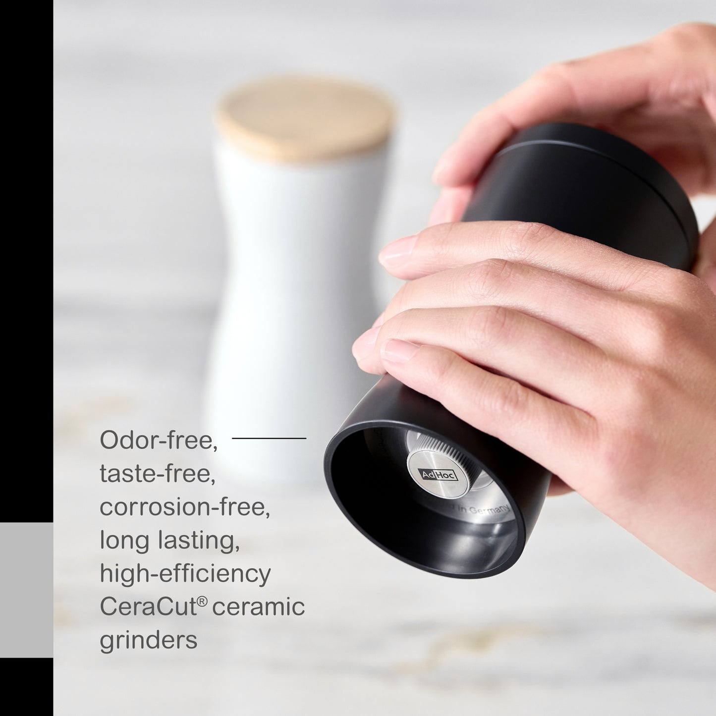 AdHoc Twin Salt & Pepper Mill Gift Set, 5.5", White/Black,MP125US