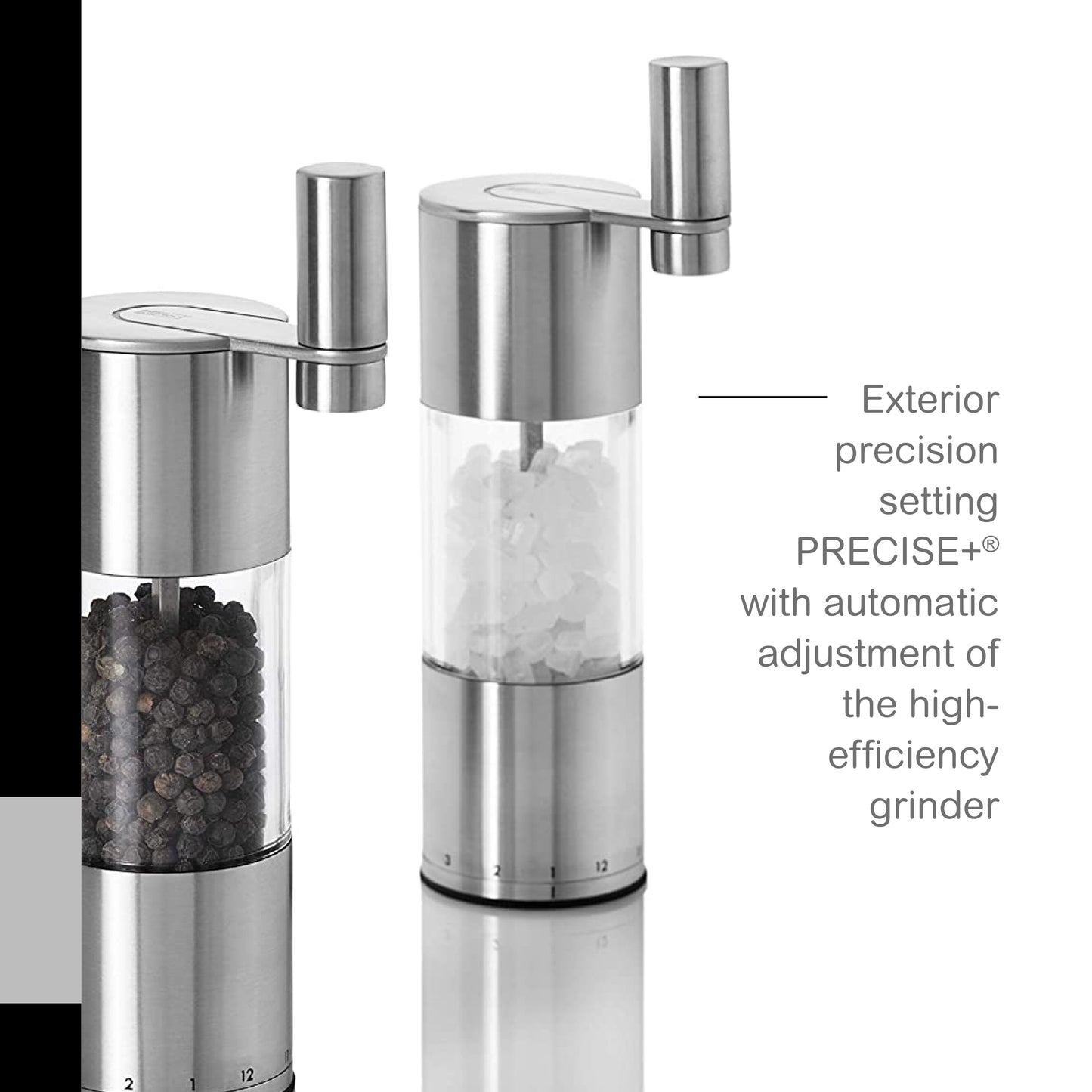 AdHoc Geared Stainless Steel Salt & Pepper Mill, 7.5"