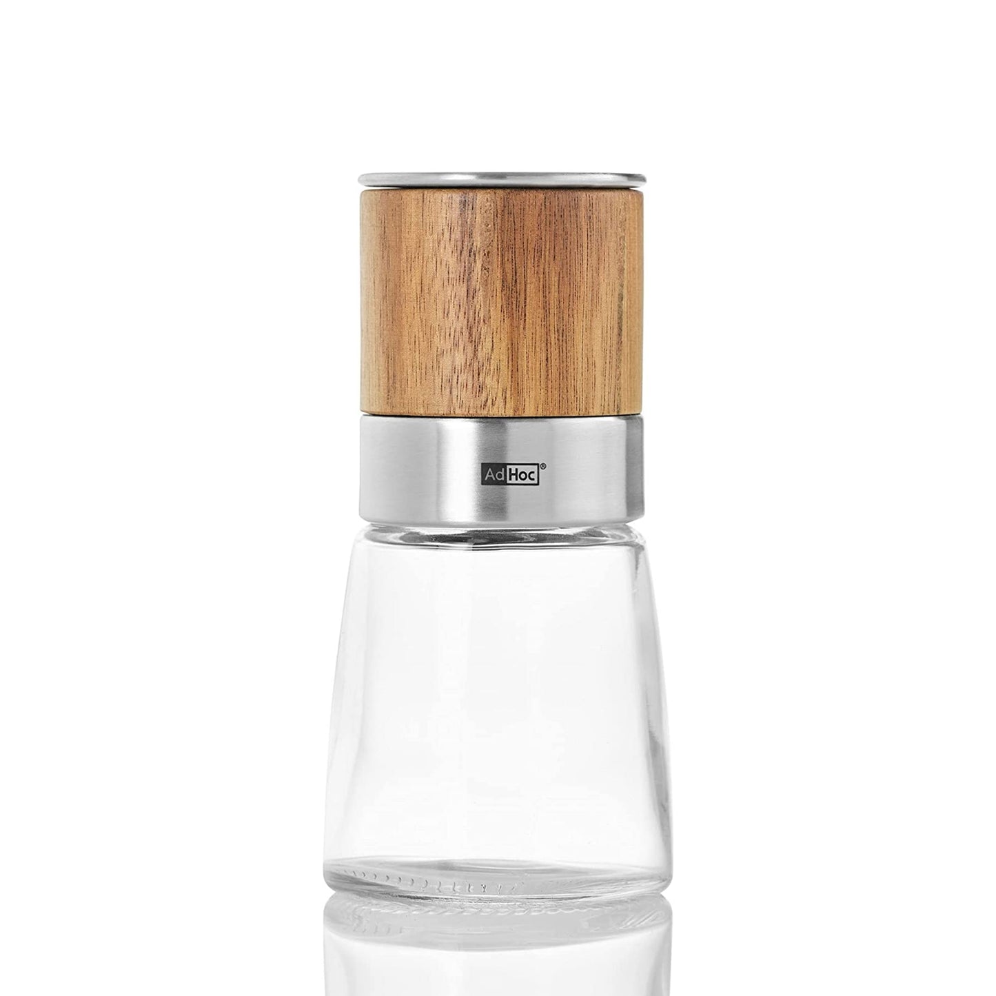 AdHoc Acacia Wood/Glass Salt & Pepper Mill, Unfilled, 5.5", Brown,MP99US