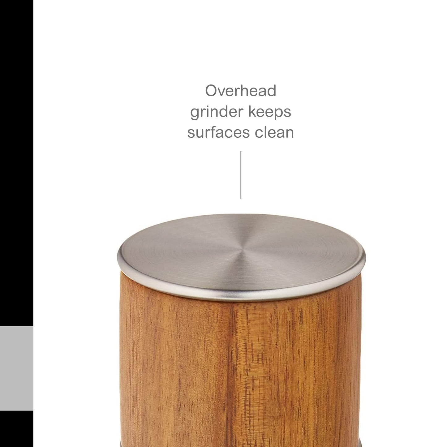 AdHoc Acacia Wood/Glass Salt & Pepper Mill, Unfilled, 5.5", Brown,MP99US