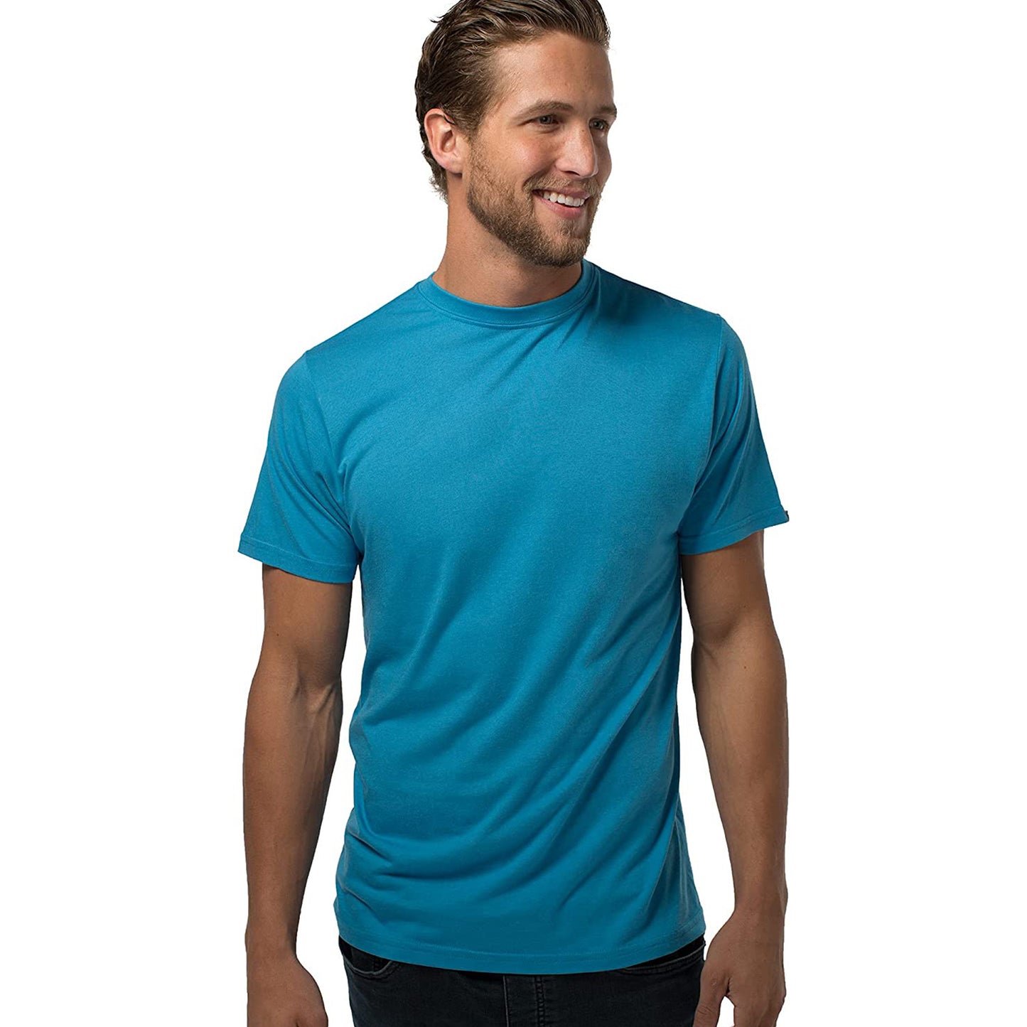 Cariloha Bamboo Crew Tee - Moisture Wicking Bamboo-Viscose Crewneck T Shirt for Men - Small - Caribbean Blue