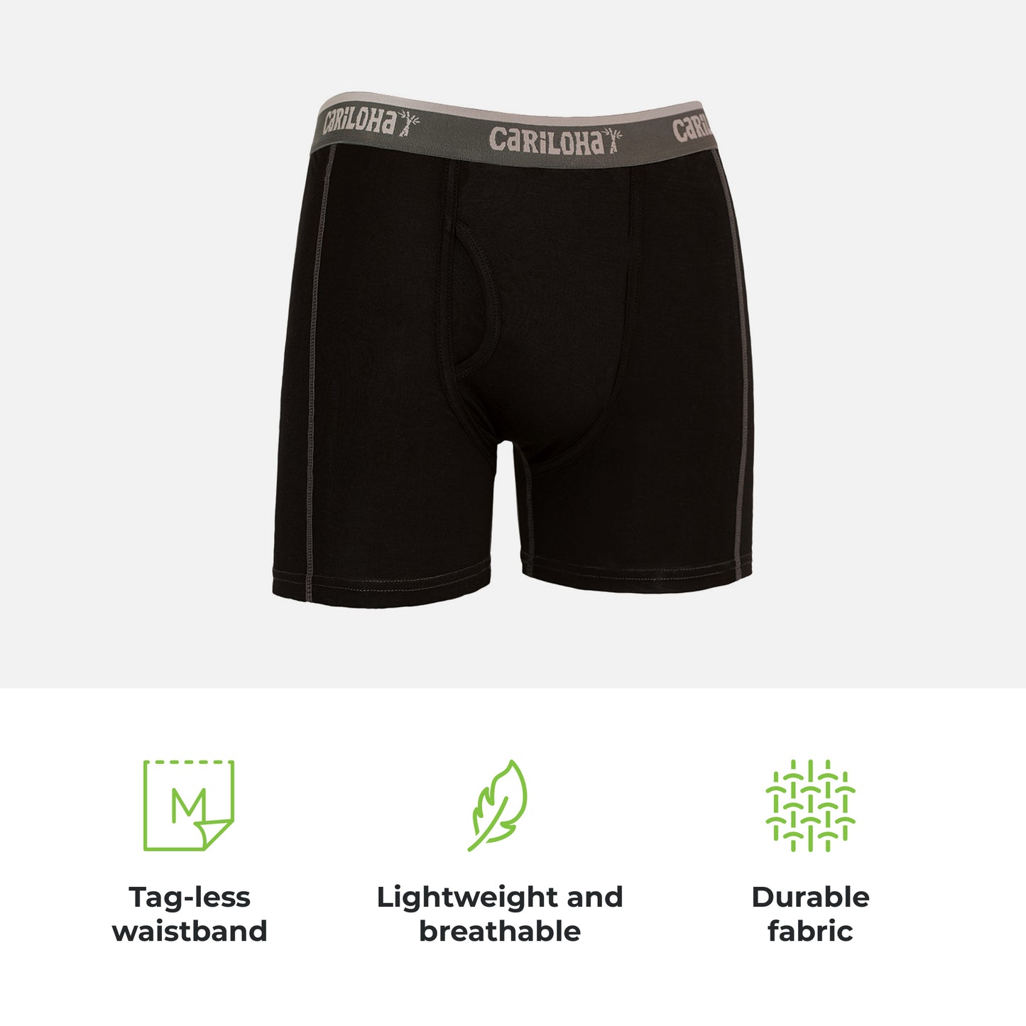 Cariloha Men's Bamboo Boxer Briefs - Breathable Underwear for Men - Large - Black