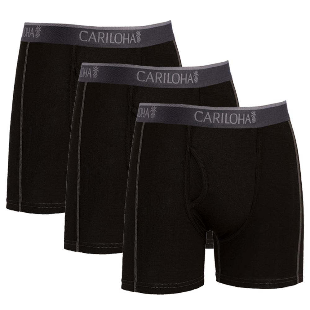 Cariloha Men's Bamboo-Viscose Boxer Briefs - Breathable Underwear for Men - X-Large - Black (Pack of 3)
