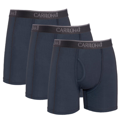 Cariloha Men's Bamboo-Viscose Boxer Briefs - Breathable Underwear for Men - Large - Steel Blue (Pack of 3)