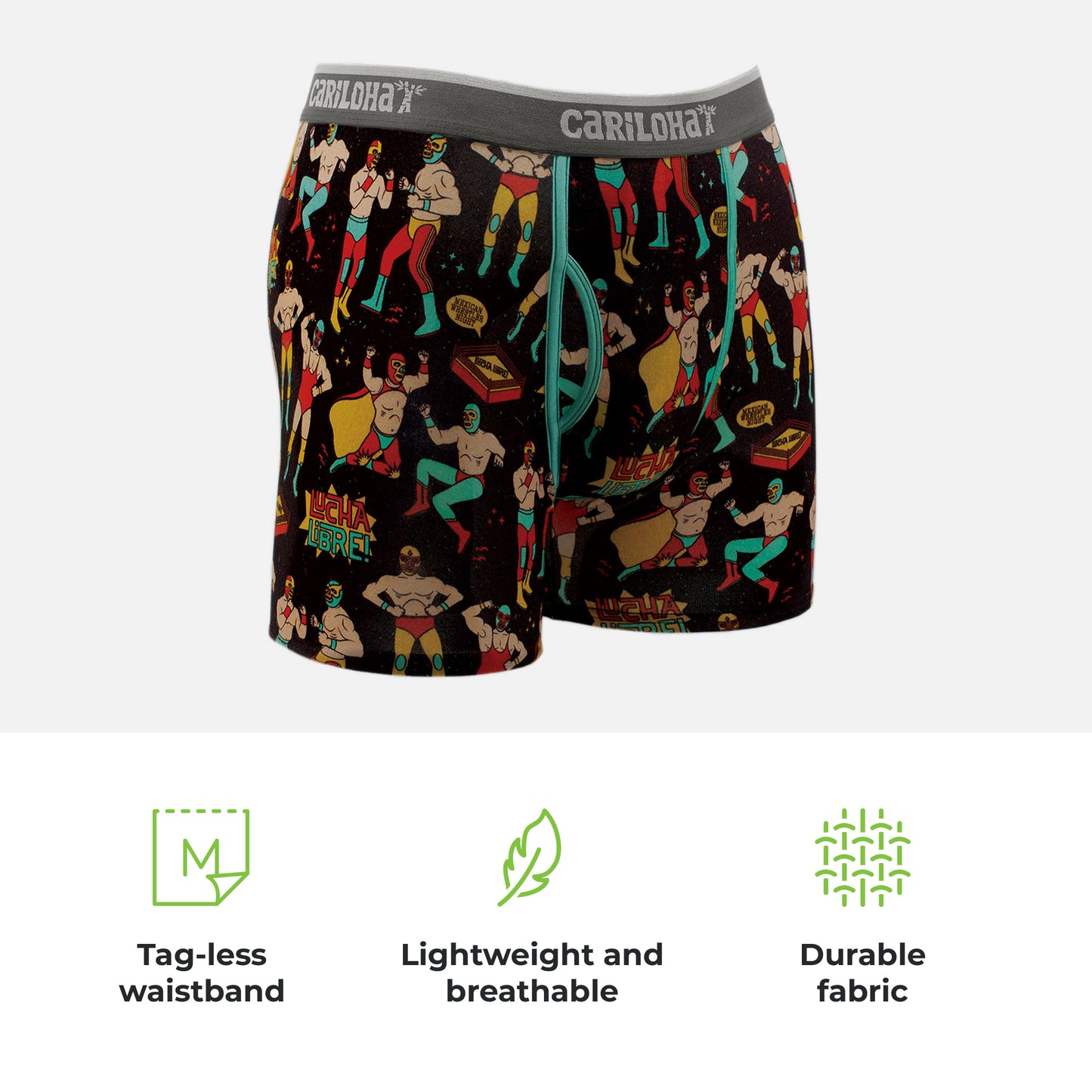 Cariloha Men's Bamboo Boxer Briefs - Breathable Underwear for Men - X-Large - Luche Libre