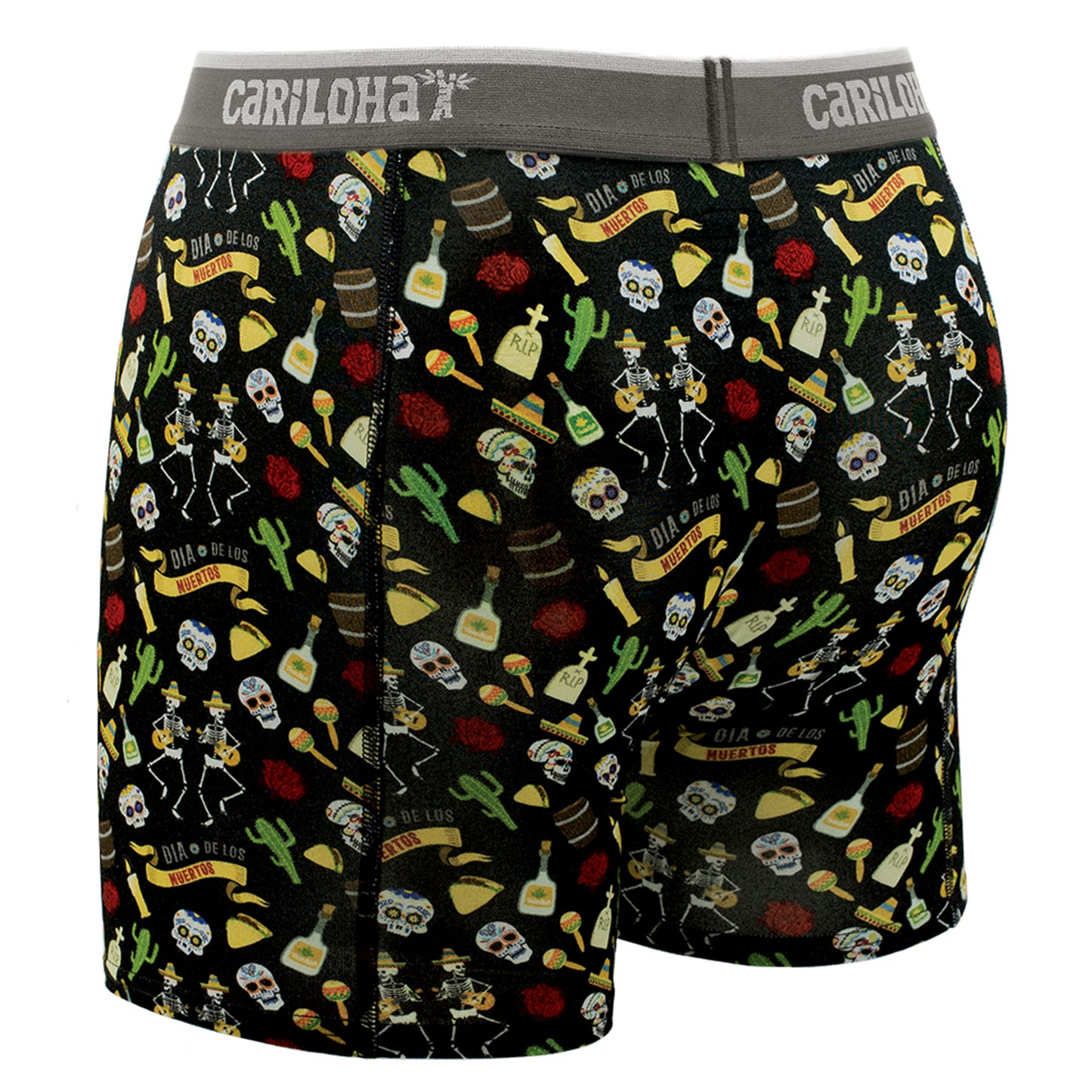 Cariloha Men's Bamboo Boxer Briefs - Breathable Underwear for Men - Medium - Day of the Dead