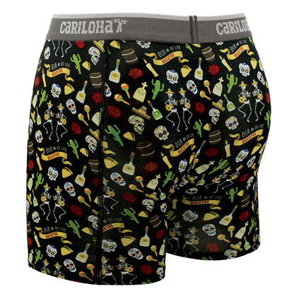 Cariloha Men's Bamboo Boxer Briefs - Breathable Underwear for Men - Medium - Day of the Dead