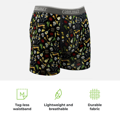 Cariloha Men's Bamboo Boxer Briefs - Breathable Underwear for Men - X-Large - Day of the Dead