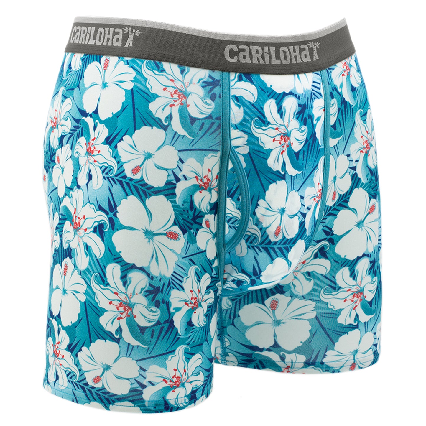 Cariloha Men's Bamboo Boxer Briefs - Breathable Underwear for Men - X-Large - Blue Hibiscus