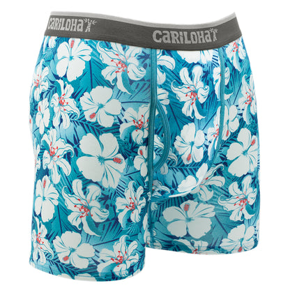 Cariloha Men's Bamboo Boxer Briefs - Breathable Underwear for Men - X-Large - Blue Hibiscus