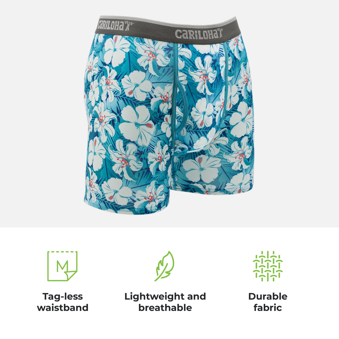 Cariloha Men's Bamboo Boxer Briefs - Breathable Underwear for Men - X-Large - Blue Hibiscus