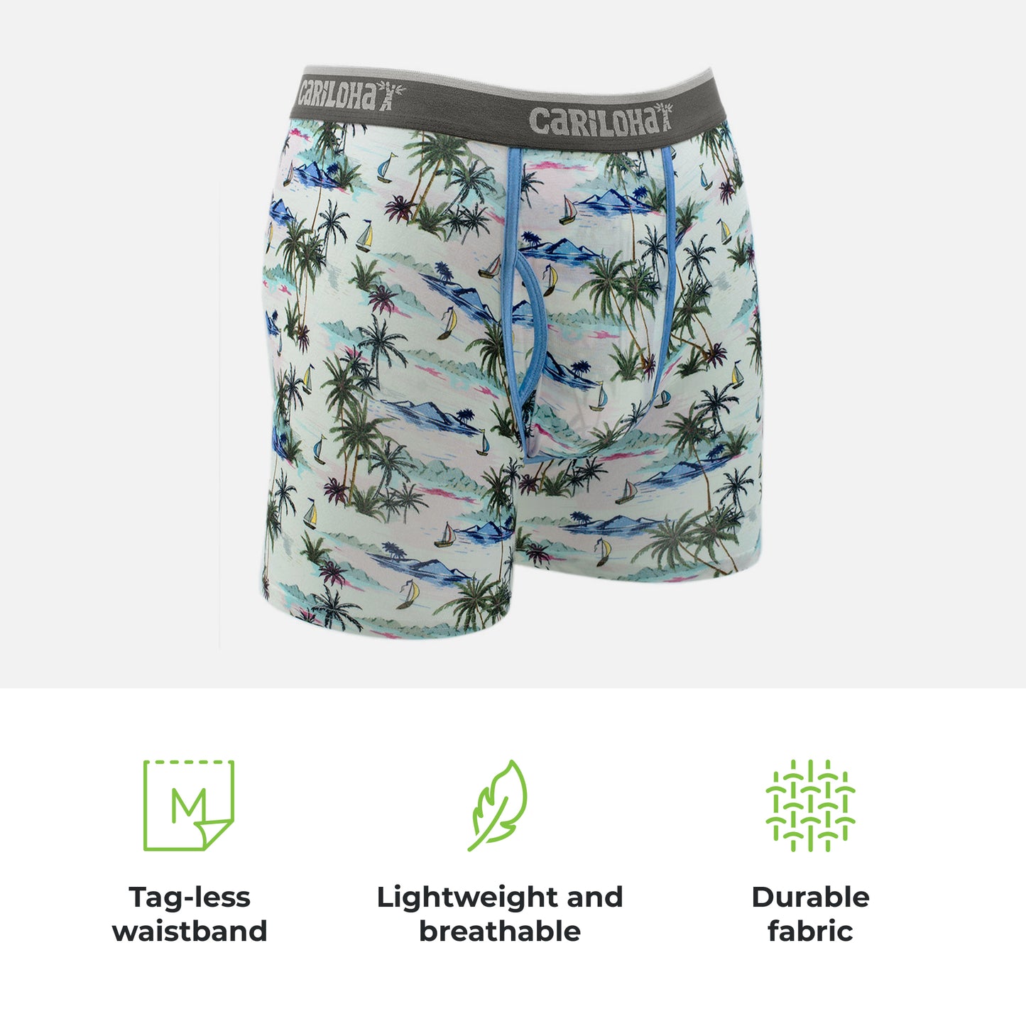 Cariloha Men's Bamboo Boxer Briefs - Breathable Underwear for Men - Large - Vintage Beach