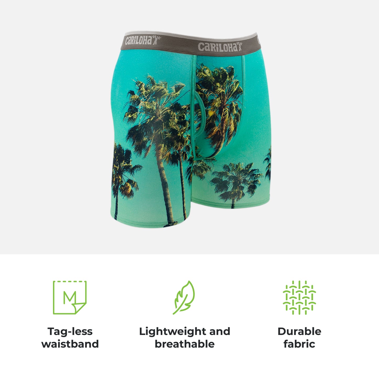 Cariloha Men's Bamboo Boxer Briefs - Breathable Underwear for Men - X-Large - Sky Palm