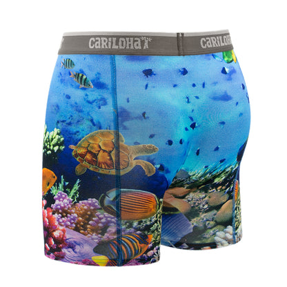 Cariloha Men's Bamboo Boxer Briefs - Breathable Underwear for Men - Medium - Ocean Scene