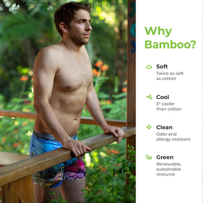 Cariloha Men's Bamboo Boxer Briefs - Breathable Underwear for Men - X-Large - Ocean Scene