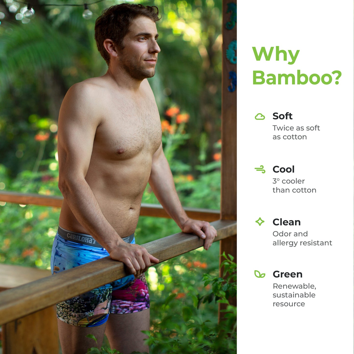 Cariloha Men's Bamboo Boxer Briefs - Breathable Underwear for Men - X-Large - Ocean Scene