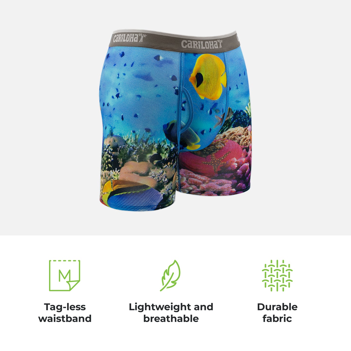 Cariloha Men's Bamboo Boxer Briefs - Breathable Underwear for Men - X-Large - Ocean Scene