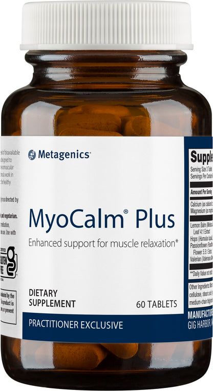 Metagenics MyoCalm Plus with Passionflower and Valerian Root, Enhanced Calcium and Magnesium Supplement Formula for Muscle Relaxation and Comfort - 60 Tablets, 20 Servings
