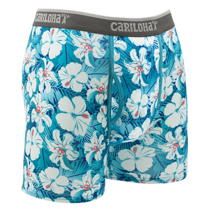 Cariloha Men's Bamboo Boxer Briefs - Breathable Underwear for Men - X-Large - Blue Hibiscus