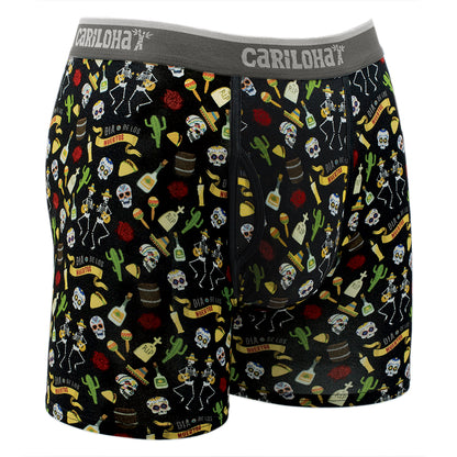 Cariloha Men's Bamboo Boxer Briefs - Breathable Underwear for Men - X-Large - Day of the Dead