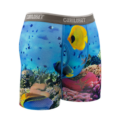 Cariloha Men's Bamboo Boxer Briefs - Breathable Underwear for Men - Medium - Ocean Scene