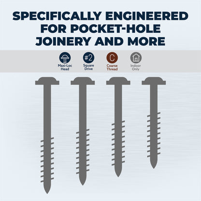 Kreg SML-C250S5-50 Stainless Steel Pocket Screws, 2-1/2 Inch #10 Coarse, Maxi-Loc Head (50 Count)