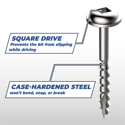 Kreg SML-C250S5-250 Stainless Steel Pocket Screws, 2 1/2 Inch, 10 Coarse, Maxi-Loc Head (250 Count)