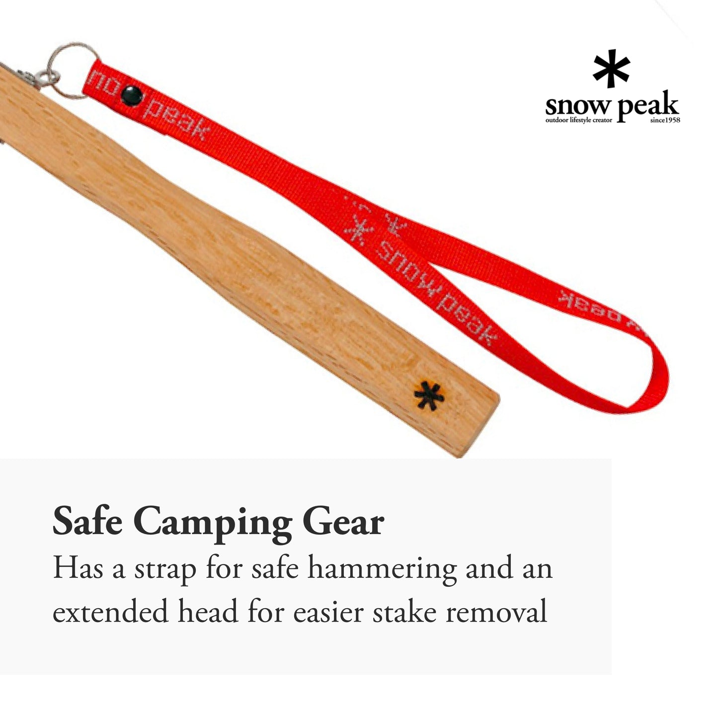 Snow Peak Copper Head Peg Hammer - Handles Tent Stakes - Wood Handle - Forged Steel - 1.4 lbs