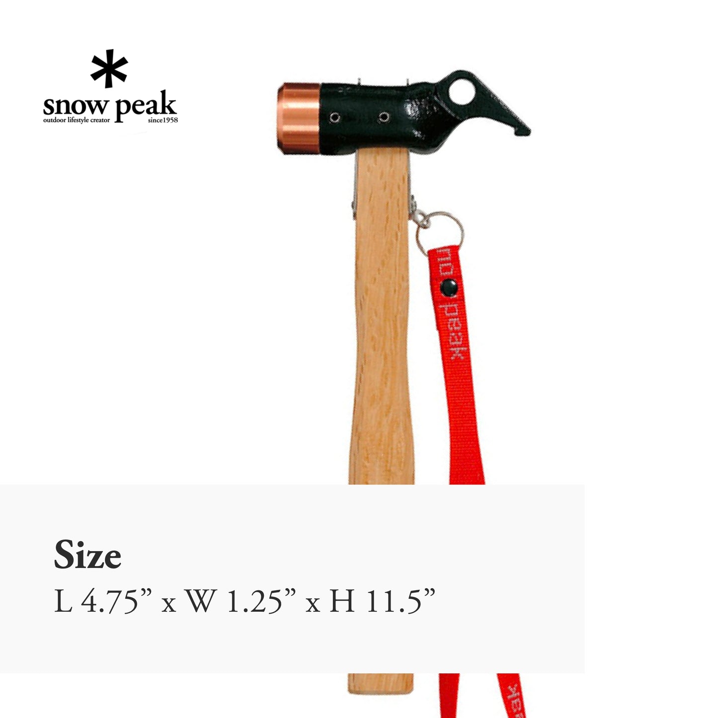 Snow Peak Copper Head Peg Hammer - Handles Tent Stakes - Wood Handle - Forged Steel - 1.4 lbs