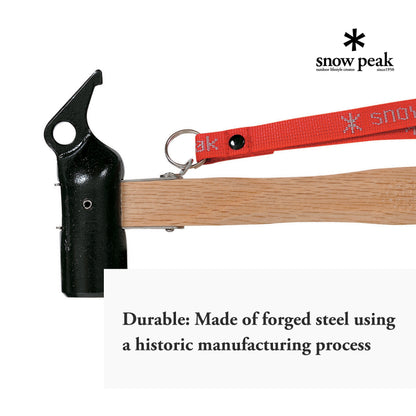 Snow Peak Steel Head Peg Hammer - Made of Forged Steel - 4.75 x 1.25 x 11.5
