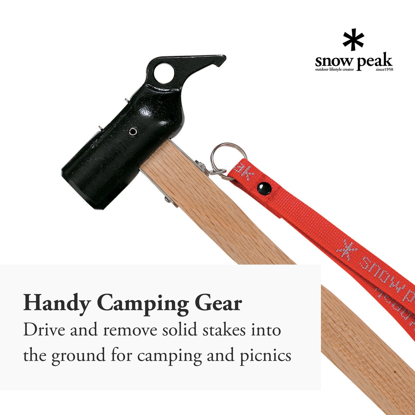 Snow Peak Steel Head Peg Hammer - Made of Forged Steel - 4.75 x 1.25 x 11.5