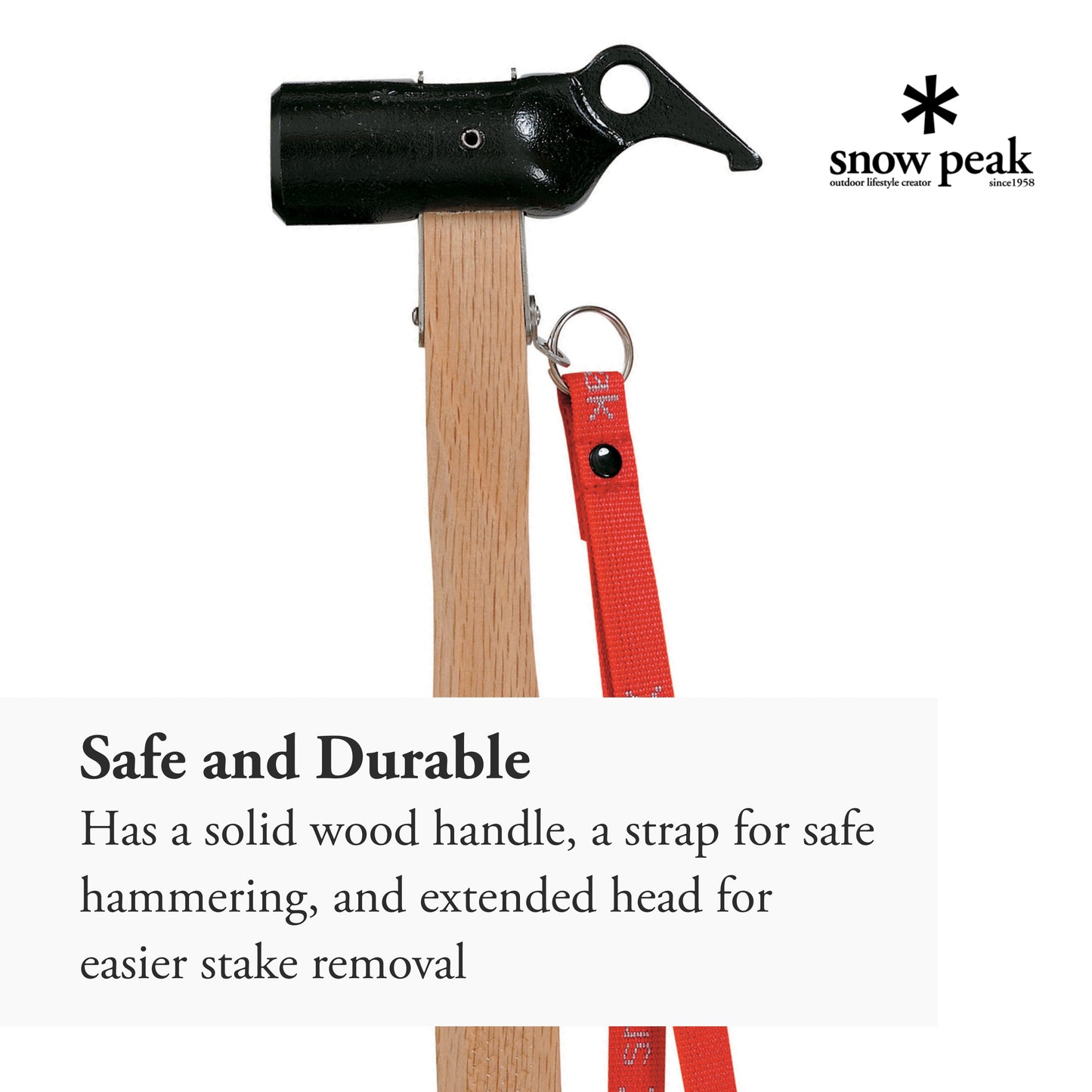 Snow Peak Steel Head Peg Hammer - Made of Forged Steel - 4.75 x 1.25 x 11.5